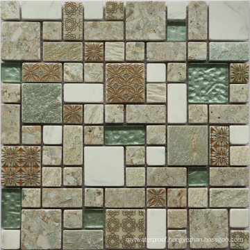 Wall Decorate Glass Mixed Stone Mosaic for Bathroom Decoration